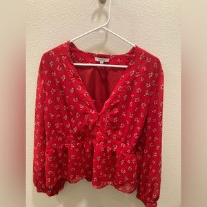 Madewell V-Neck Peplum Top in Little Lilies